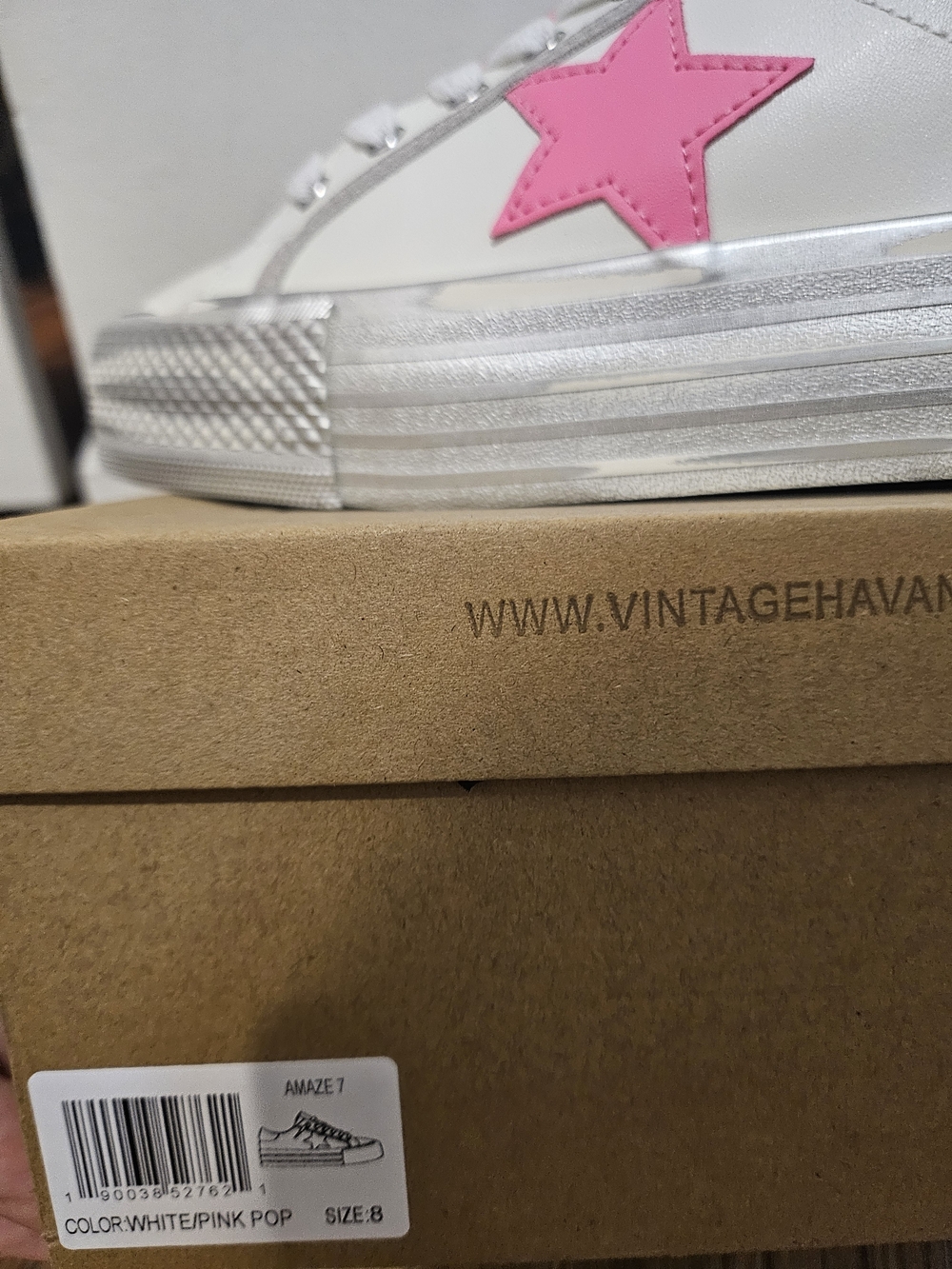 Vintage HAVANA Platform Sneaker with Pink Star Accent - Picture 8 of 9